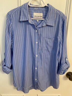 Lola River Blue & White Striped Button-Up Shirt